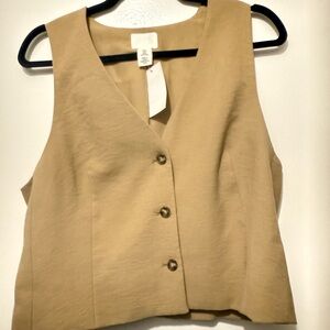 H&M Beige Button-Up Blouse NWT
